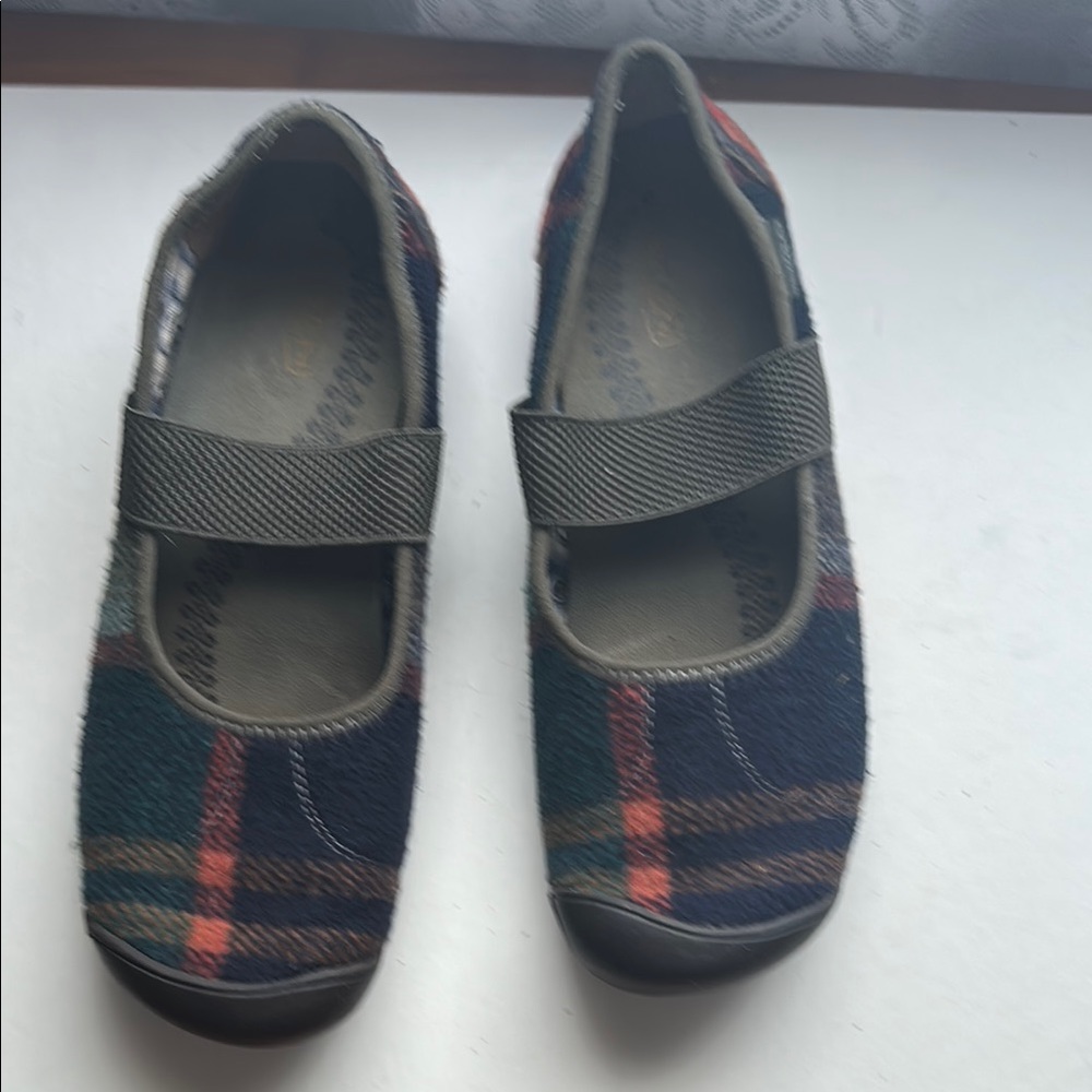 Plaid Mary Jane Flats with Strap